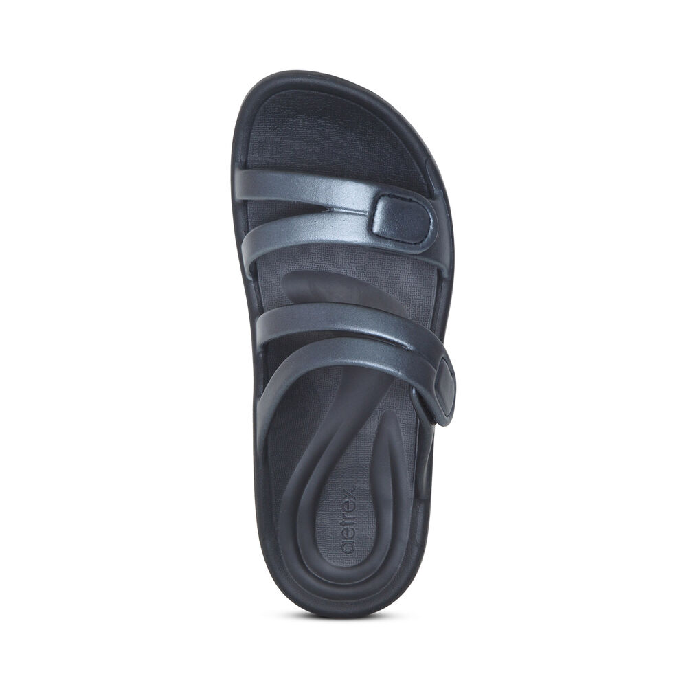 Aetrex Women's Janey Sport Water-Friendly Sandals - Black | USA JECCNCN